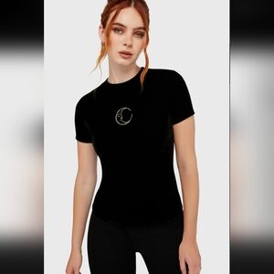 Killstar Black Velvet Moon Tee with Gold Embroidery